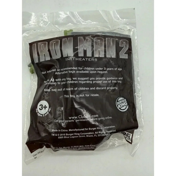 2010 Iron Man 2 Marvel Burger King Cyclone Spinning Robot New Factory Sealed - Picture 2 of 3